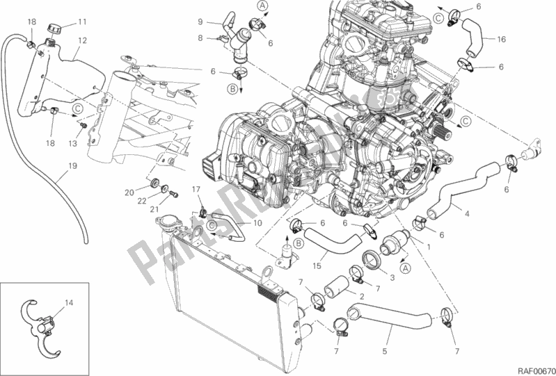 All parts for the Cooling Circuit of the Ducati Multistrada 950 S Touring USA 2020